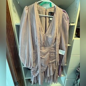 MAc duggal metallic striped Pink mini dress. size 6